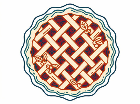 Stylized illustration of a delicious berry pie with a lattice crust top.