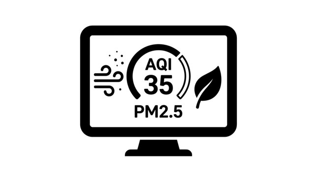Air quality index aqi 35 pm2.5 level monitor infographic for