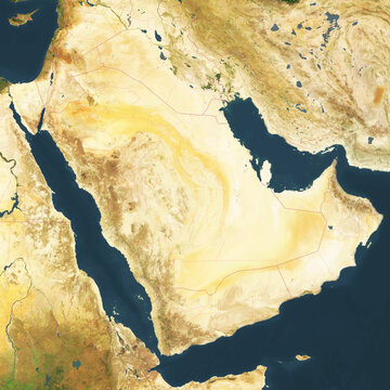 Saudi Arabia and Arabian Peninsula physical map poster, print-ready design for home wall art, office decor, printable High-resolution
