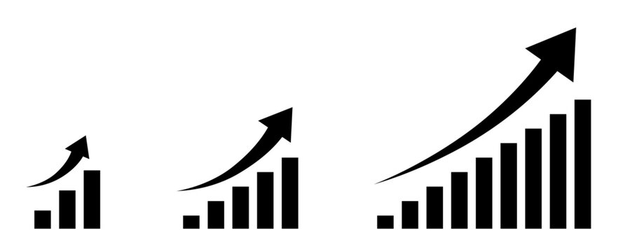 Growth bar chart with arrow