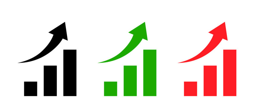 Growth bar chart with arrow