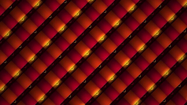 Red and orange illuminated diagonal grid abstract pattern