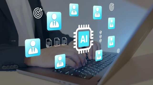 artificial intelligence HR management system platform concept. workforce planning, recruitment management and human capital development.