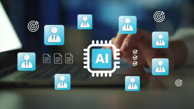 artificial intelligence HR management system platform concept. workforce planning, recruitment management and human capital development.