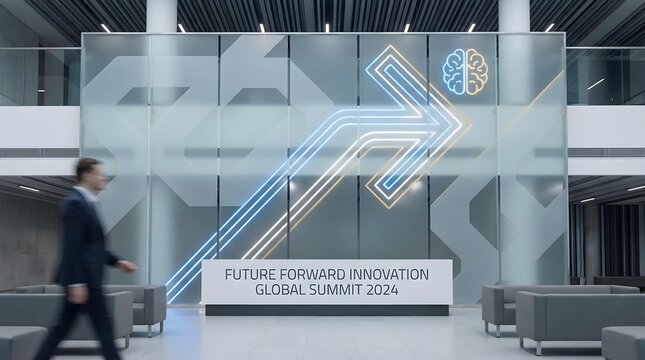 Digital Ecosystem Strategy Background for Enterprise Modern Innovation Summit 2024 with Futuristic Design Abstract Enterprise Digital Growth Network Connected Business Technology Growth Concept