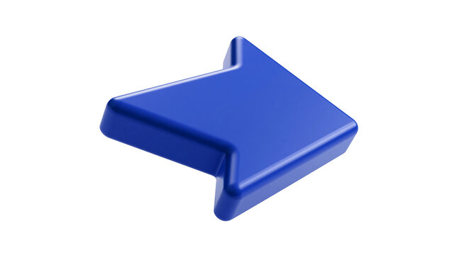 Glossy blue 3D arrow pointing to the right with rounded edges