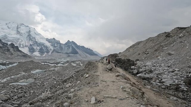 Footage of landscape nearly Everest Base Camp in Nepal. Everest Base Camp Trek is undoubtedly the adventure of a lifetime and one of Nepal's best trekking destination.