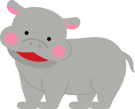 かわいいカバのイラスト素材 動物キャラクター
