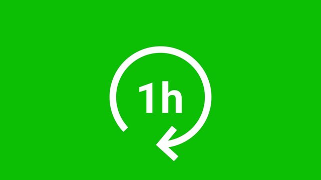 One hour timer icon animation with circular arrow