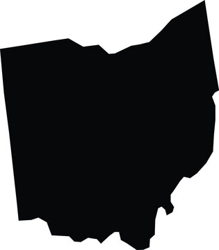 Isolated State Map of Ohio Black Solid Shape Silhouette Background Removed