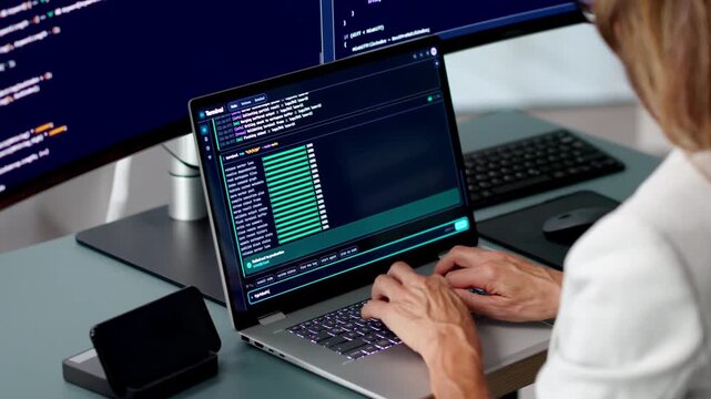 Software Developer Carefully Writes Code