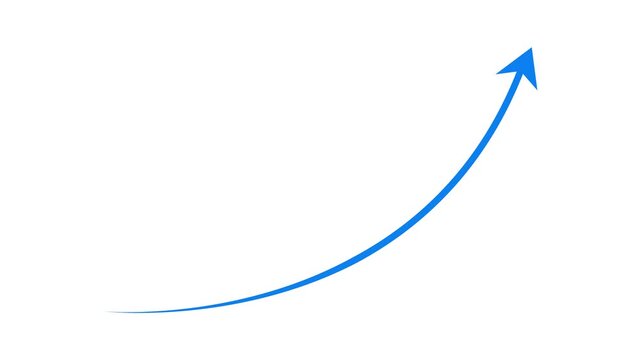 Arrow growing upward curved animaion video