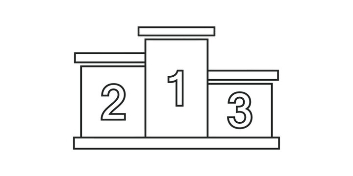 Outline winners podium icon on grid backdrop for competition design.