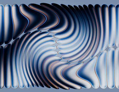 Abstract blue metallic 3d rendering with dynamic hypnotic ripple