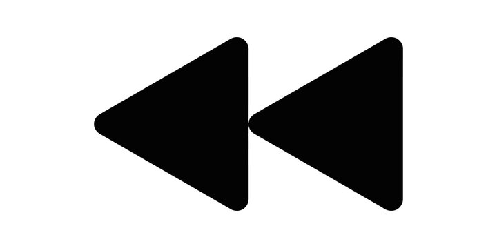 Black rewind button media icon symbol for video player control interface.