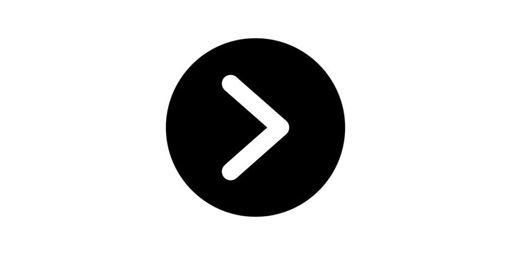 Black circle next arrow button vector element for modern UI design templates.