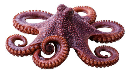 Deep purple common octopus with textured skin and suction cup tentacles © Lyra