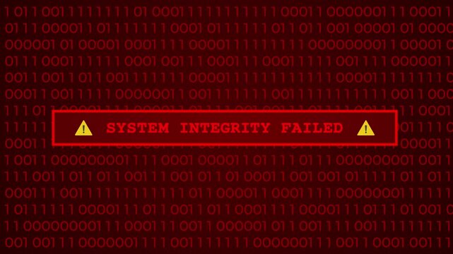 System integrity failed alert warning massage animation video
