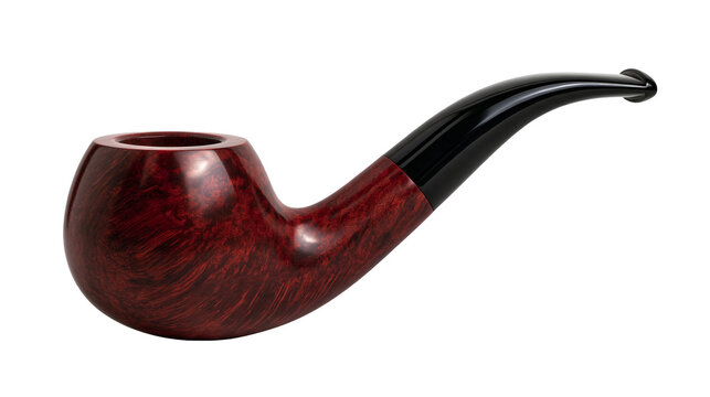 Classic polished briar wood tobacco smoking pipe with black acrylic stem