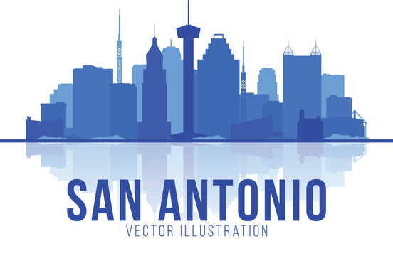 San Antonio Texas city skyline vector illustration with city silhouette
