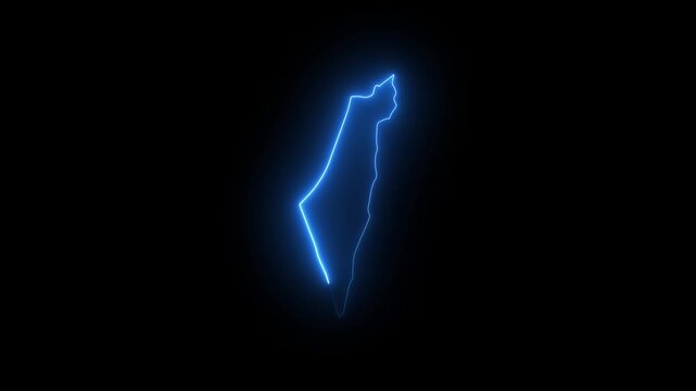 Glowing neon israel map outline animation video