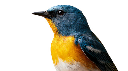 Blue and orange Tickell s blue flycatcher bird profile portrait © Lyra