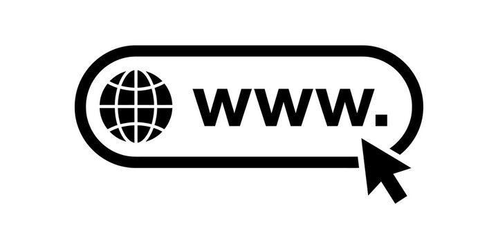 Black website address bar with cursor and global communication design.
