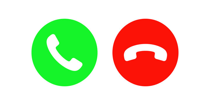 Phone handset call accept and reject buttons on clear canvas backdrop.