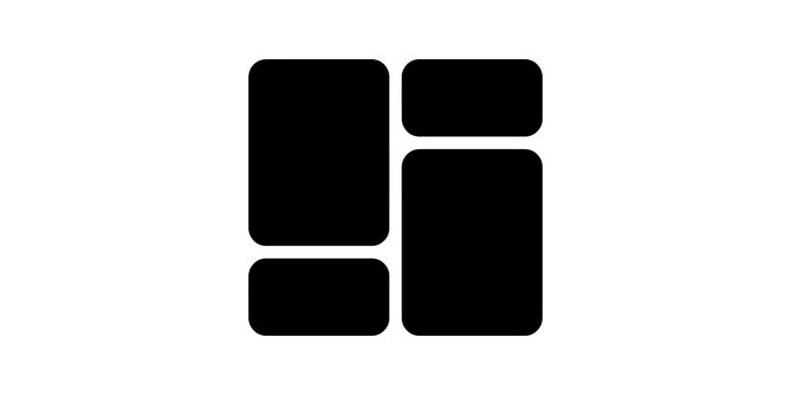 Dashboard grid layout black minimal interface icon for design template.