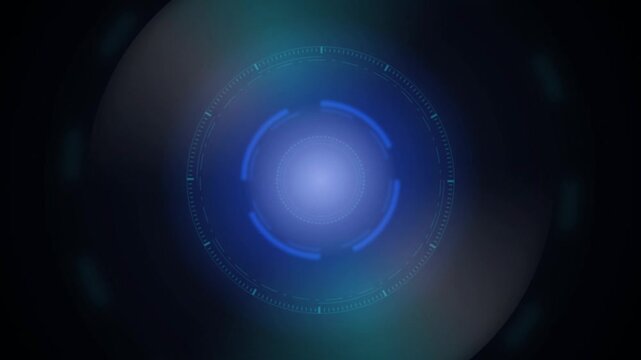 Futuristic HUD iris glowing core seamless loop motion background