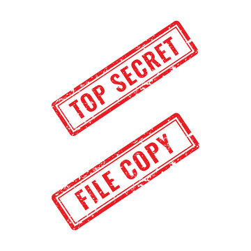 Red secret and file copy stamps isolated on a transparent background