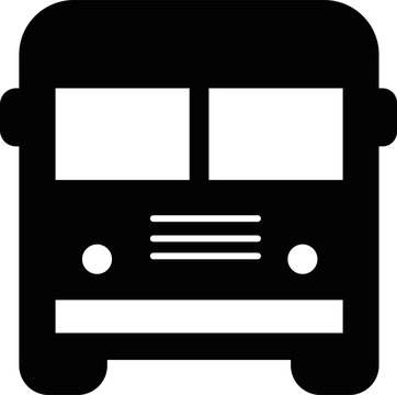 Front view bus vehicle transportation icon silhouette transparent PNG file