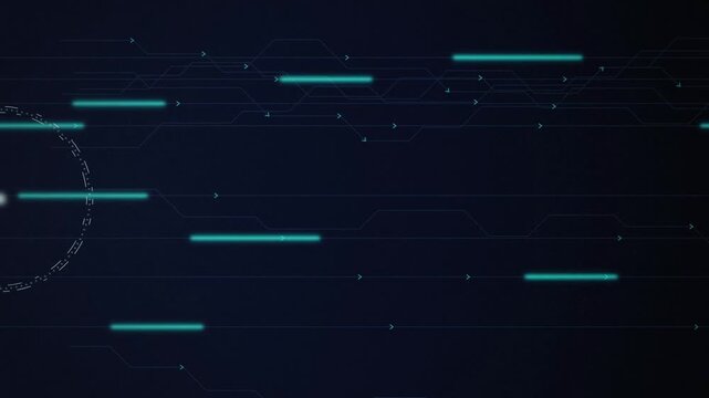Cyan HUD circuit data lines seamless loop motion background