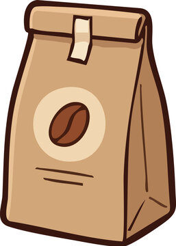 Kraft Paper Coffee Bean Package Hand Drawn Vector Illustration