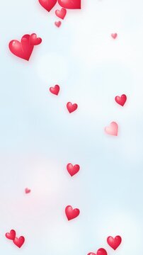 Valentines Glossy Falling Hearts Motion Loop