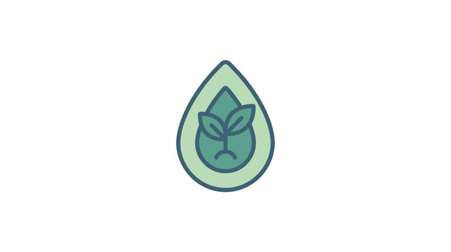 Green teardrop icon containing a small sprout plant.