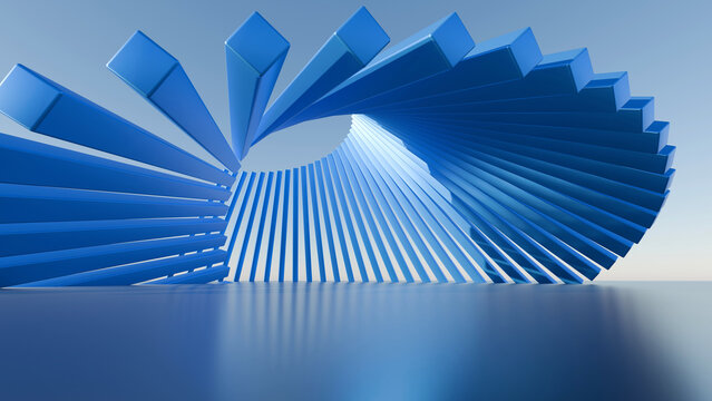 3D abstract blue parametric geometric structure, ideal for modern tech backgrounds, corporate presentations, and digital banner design
