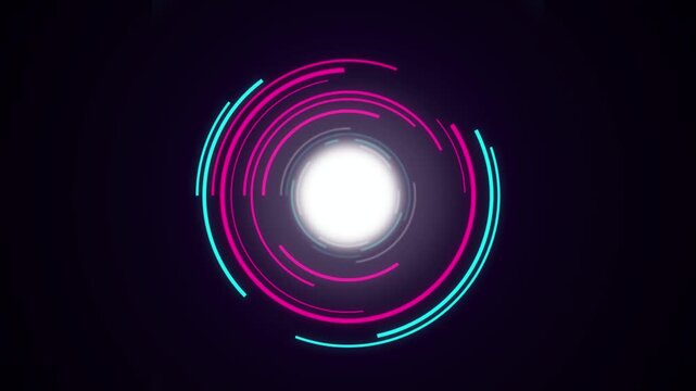 Neon HUD target rings rotation seamless loop motion background