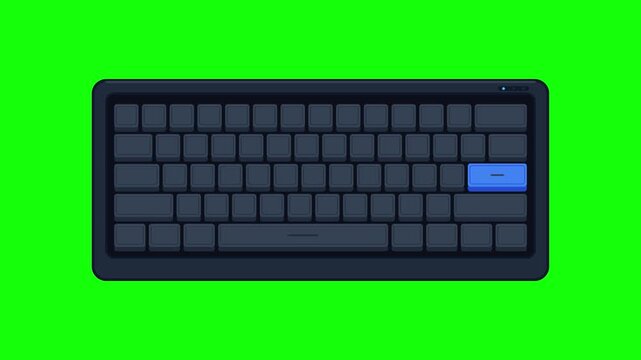 2D Keyboard Motion Graphic Animation, Seamless Loop on Green Screen, Office Concept
