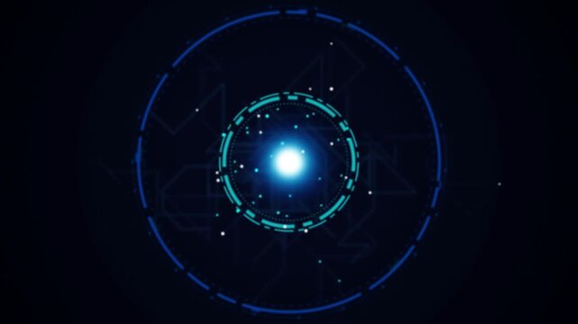 Cyan HUD orb seamless loop motion background
