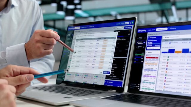 Utility Manager Reviews Customer Billing And Outage Data