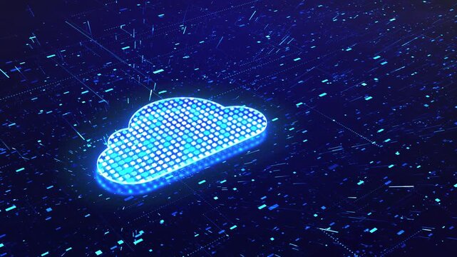 Cloud honeycomb surface rests dense digital landscape of lines luminous tiles. computing concept supports about online storage, cloud migration, hosted services, data access, enterprise infrastructure