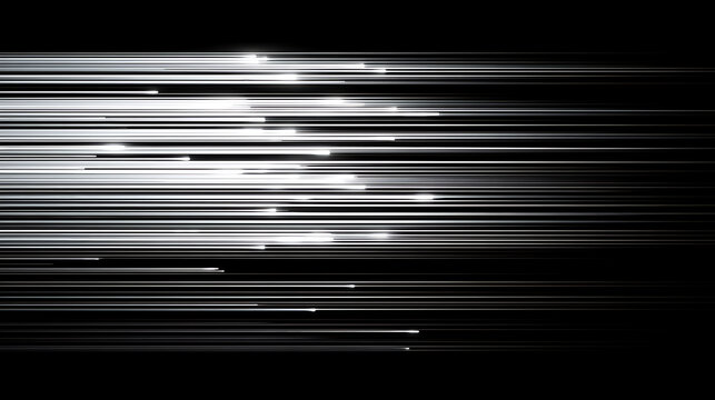 Horizontal lines with bright highlights create an abstract linear composition on black geometric