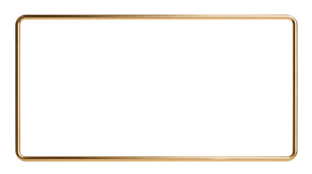 Rectangular golden metal frame with rounded corners and polished surface