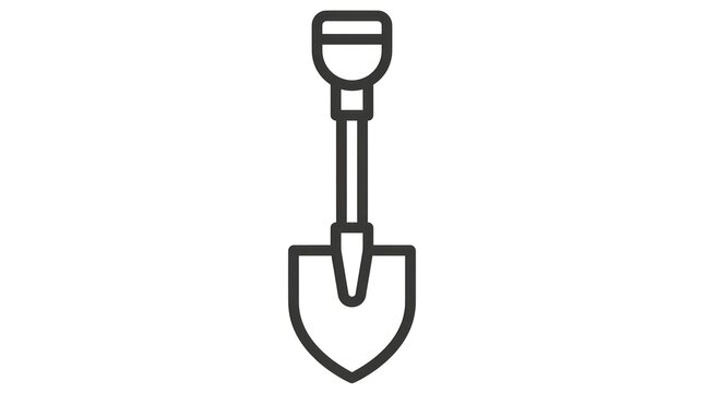 Simple line icon of a shovel on a white background.