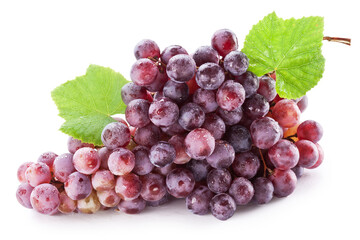 Fototapeta premium Large cluster of fresh ripe red pink grapes with stem for fresh