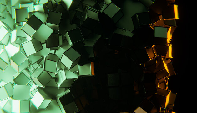 Abstract 3d digital rendering of geometric cubes pattern