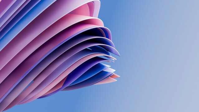 Abstract 3d layered curves in purple, blue, and pink illustration