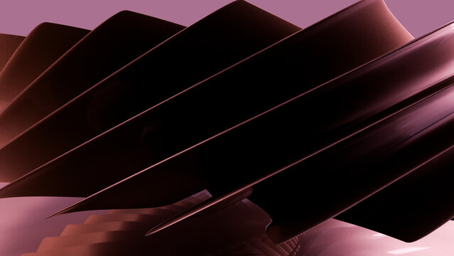 Abstract digital 3d illustration with curved dark purple shapes