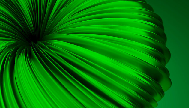 Abstract green swirling ribbons in digital art design